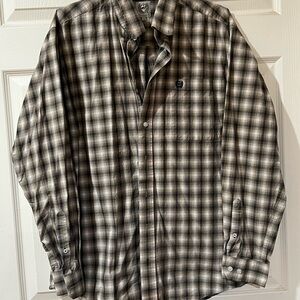 Cinch Men's Black and Tan Plaid Button-Down Shirt